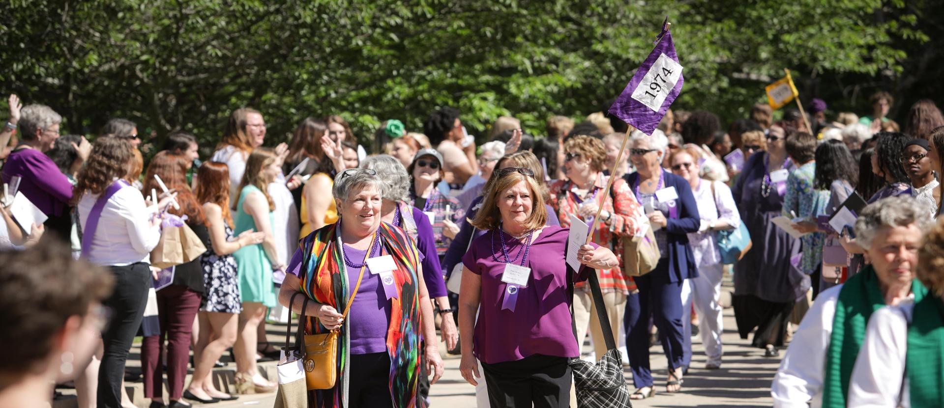 Class of 1974 marching at 2019 Alumnae Weekend